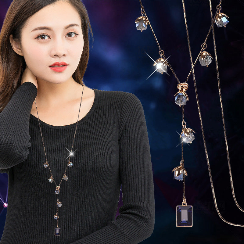 Women's Crystal Sweater Chain Long Pendant Accessories