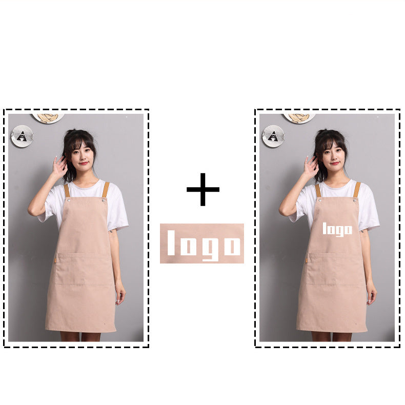 Advertising Apron Custom Female Custom-Made Canvas Custom-Made Japanese Simple Kitchen