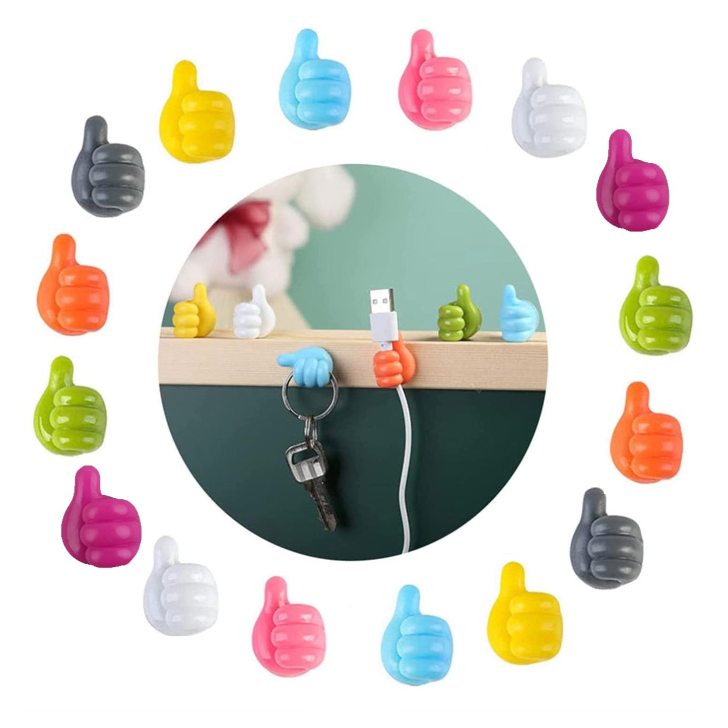 Multifunctional Clip Holder Thumb Hooks Wire Organizer Wall Hooks Hanger Strong Wall Storage Holder For Kitchen Bathroom