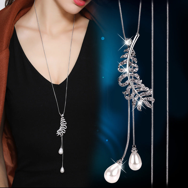 Women's Crystal Sweater Chain Long Pendant Accessories