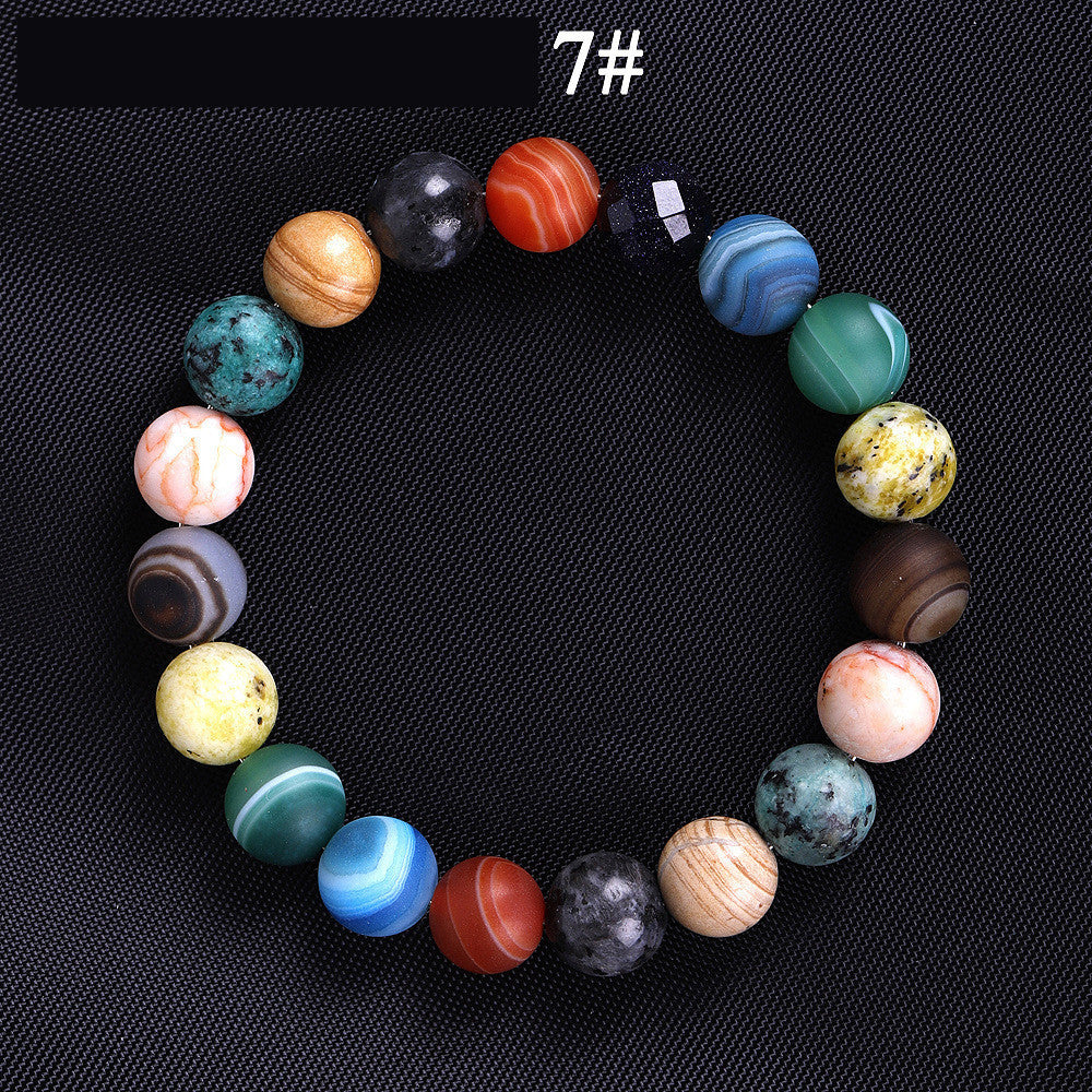 Solar System Eight Stone Planet Bracelet Planets Natural Stone Mala Bead Strand Bracelet For Men Women Handmade Universe Solar Chakra Bracelet Jewelry