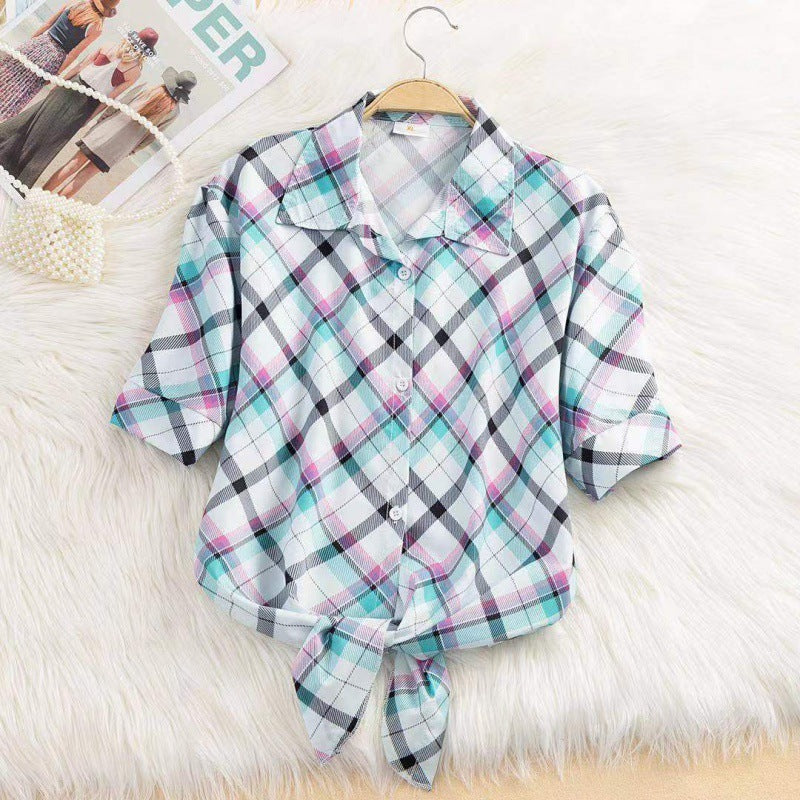 Striped Thin Shirt Women's Bow Outer Tops