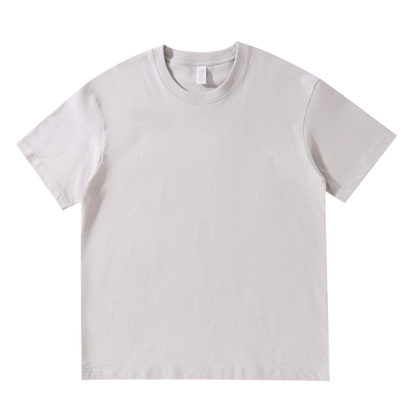 220g Round Neck Solid Color T-shirt Cotton Half Sleeve