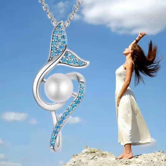 Mermaid Tail Pearl Pendant Necklace Female Niche