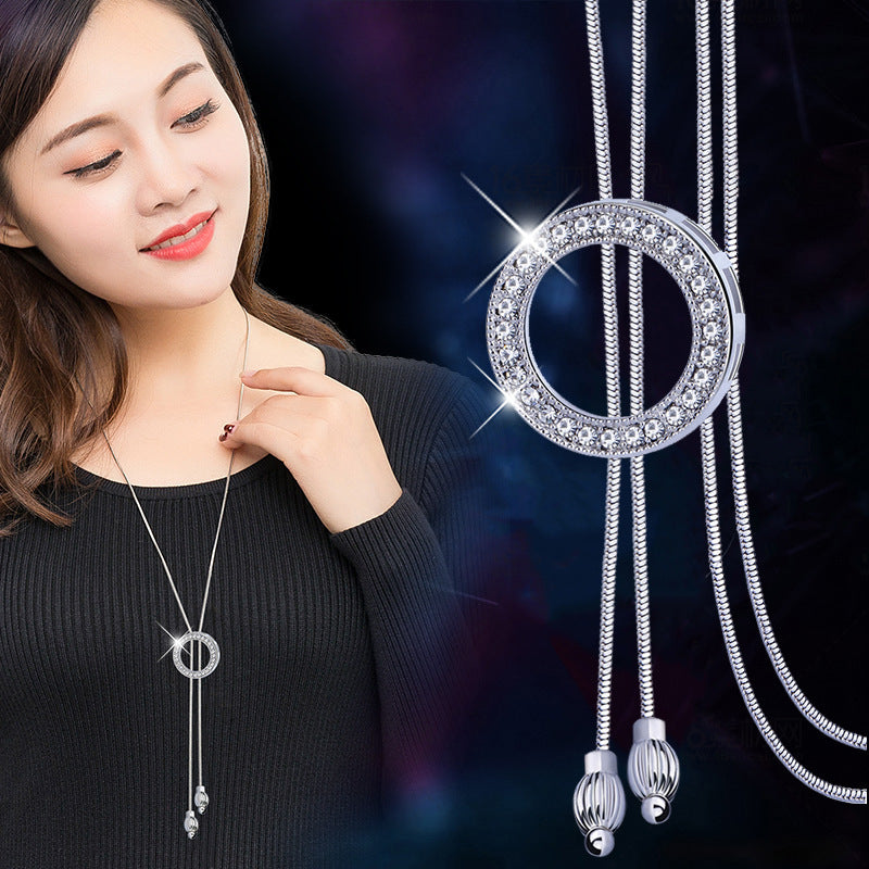 Women's Crystal Sweater Chain Long Pendant Accessories