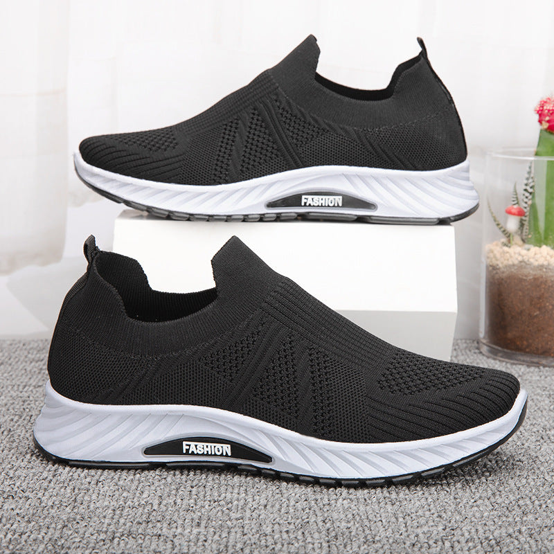 Casual Slip-on Mesh Sports Shoes Flying Woven Soft Running Walking Shoes Men