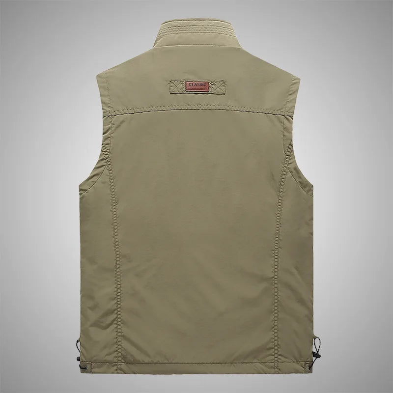 FGKKS Spring New Men Waistcoat Outdoor Leisure Solid Color Vest Young Middle-aged Photography Fishing Casual Vest Jacket Male