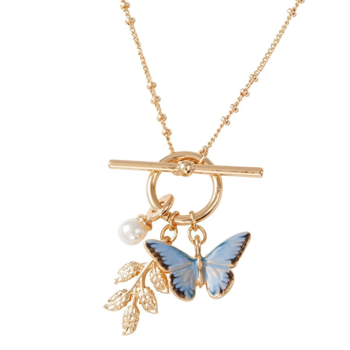 Artistic Three-dimensional Butterfly Necklace Pearl Clip Beads