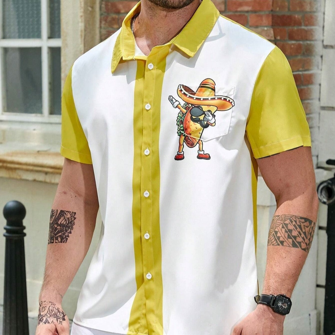 Men's Printed Loose Casual Short Sleeved Shirt