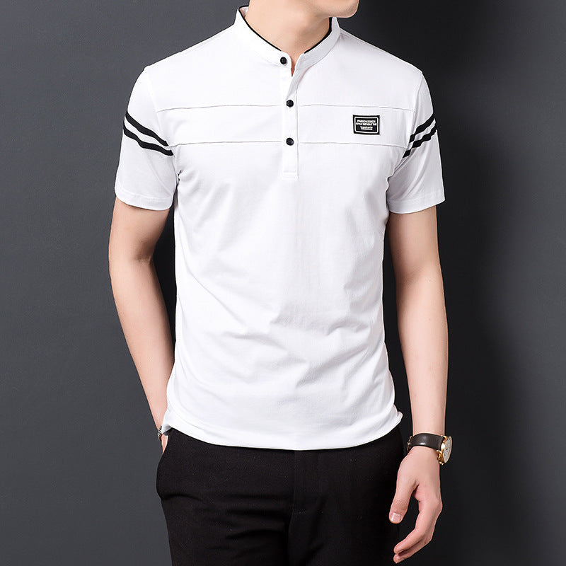 Summer Men's T-shirt Fashion Stand Collar Short Sleeve