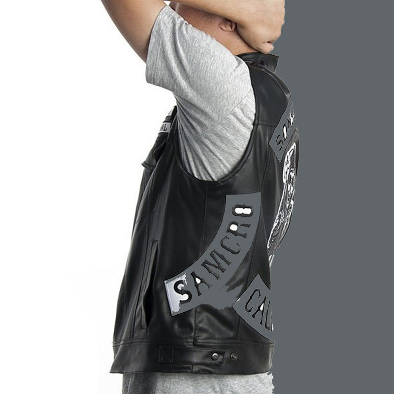 Men's Casual Vest Motorcycle Waistcoat With Pattern