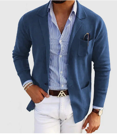 Men's Spring Leisure Printed Double Button Suit Jacket